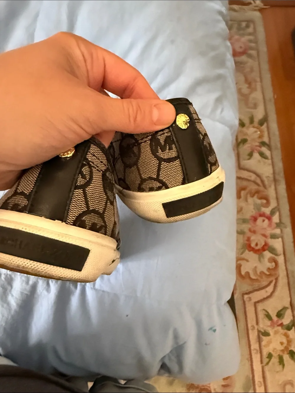 Michael Kors Brown Logo Low-Top Canvas Sneakers with Gold Accents
